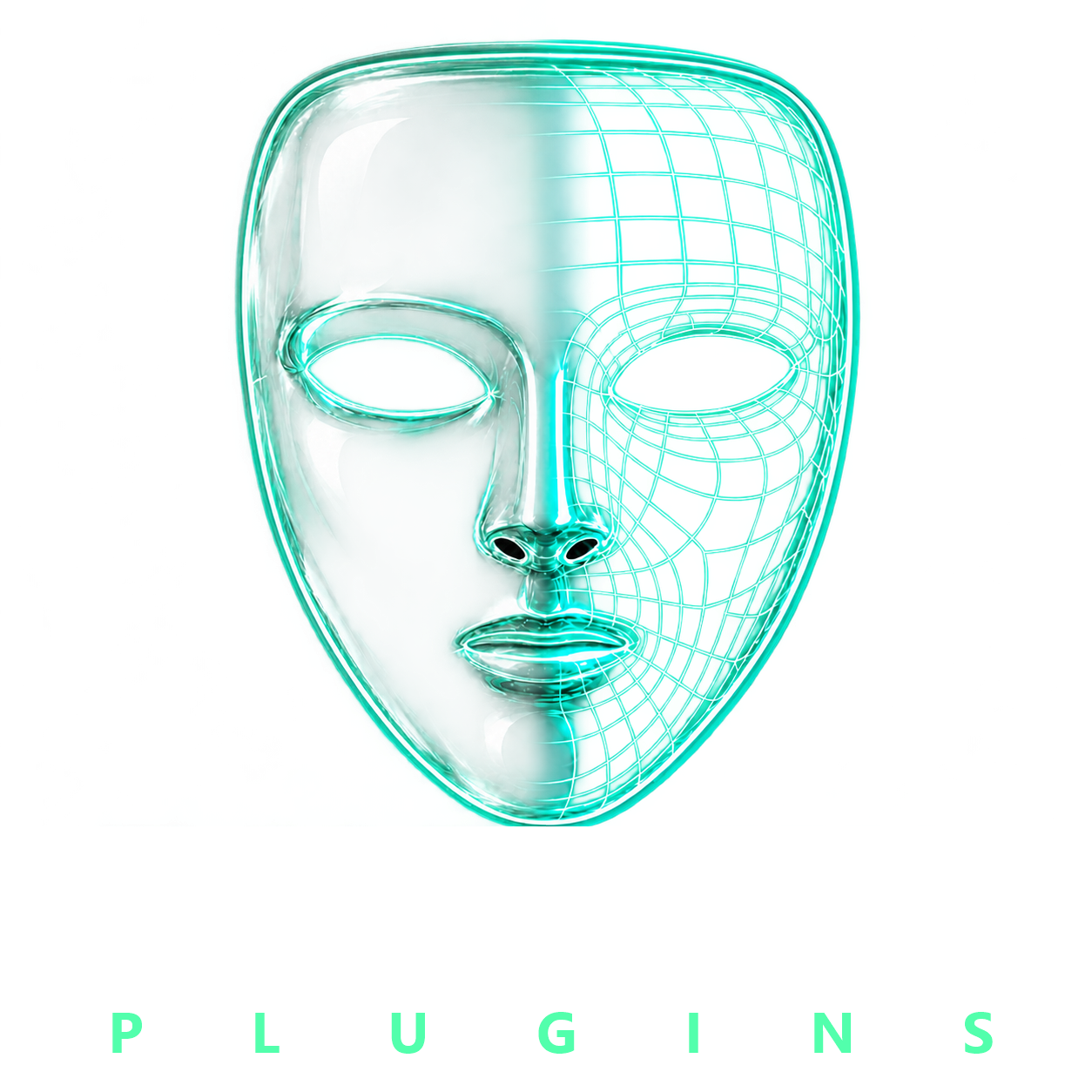 PAULLISTA PLUGINS — máscara em vidro translúcido verde e malha 3D
